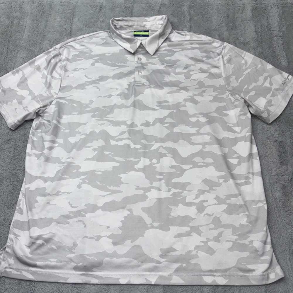 Ben Hogan Mens Gray & White Camo Print Short Sleeve Performance Polo‎ Shirt 2X